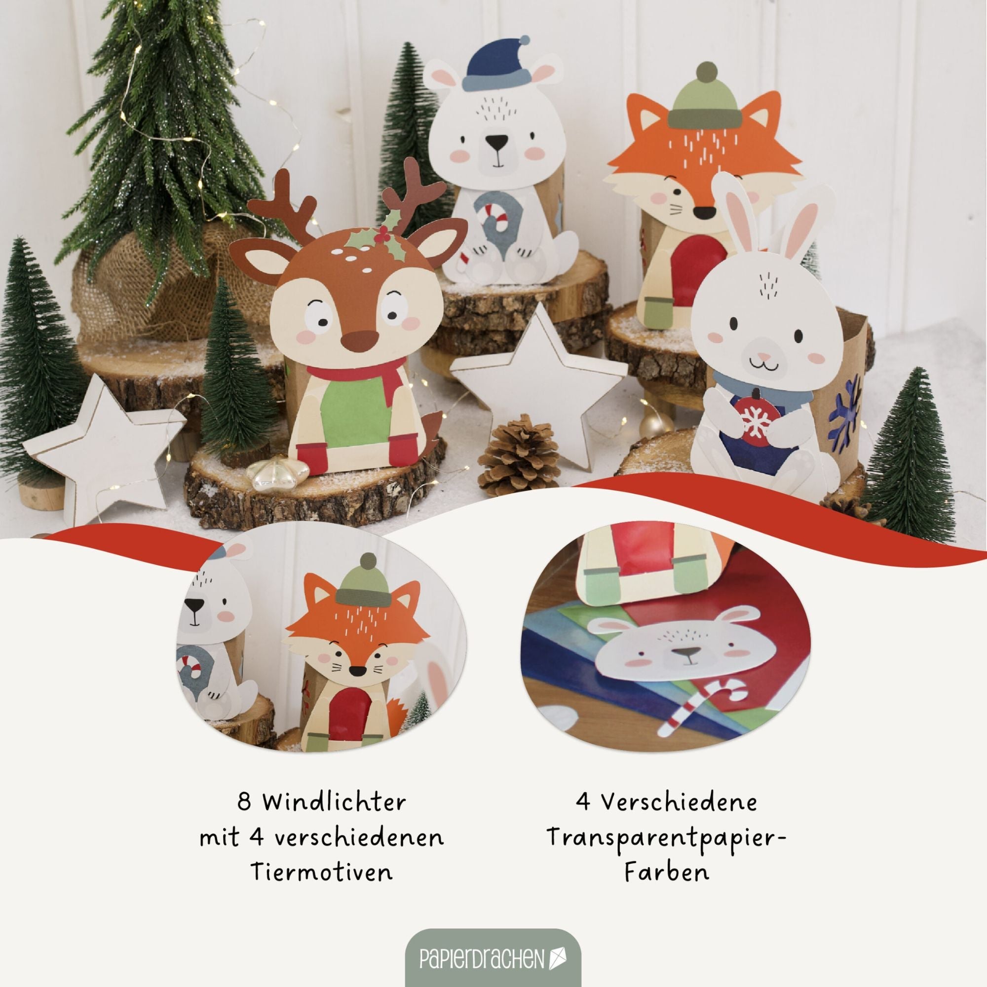Windlichter Wintertiere Papierdrachen - malmichbunt.de