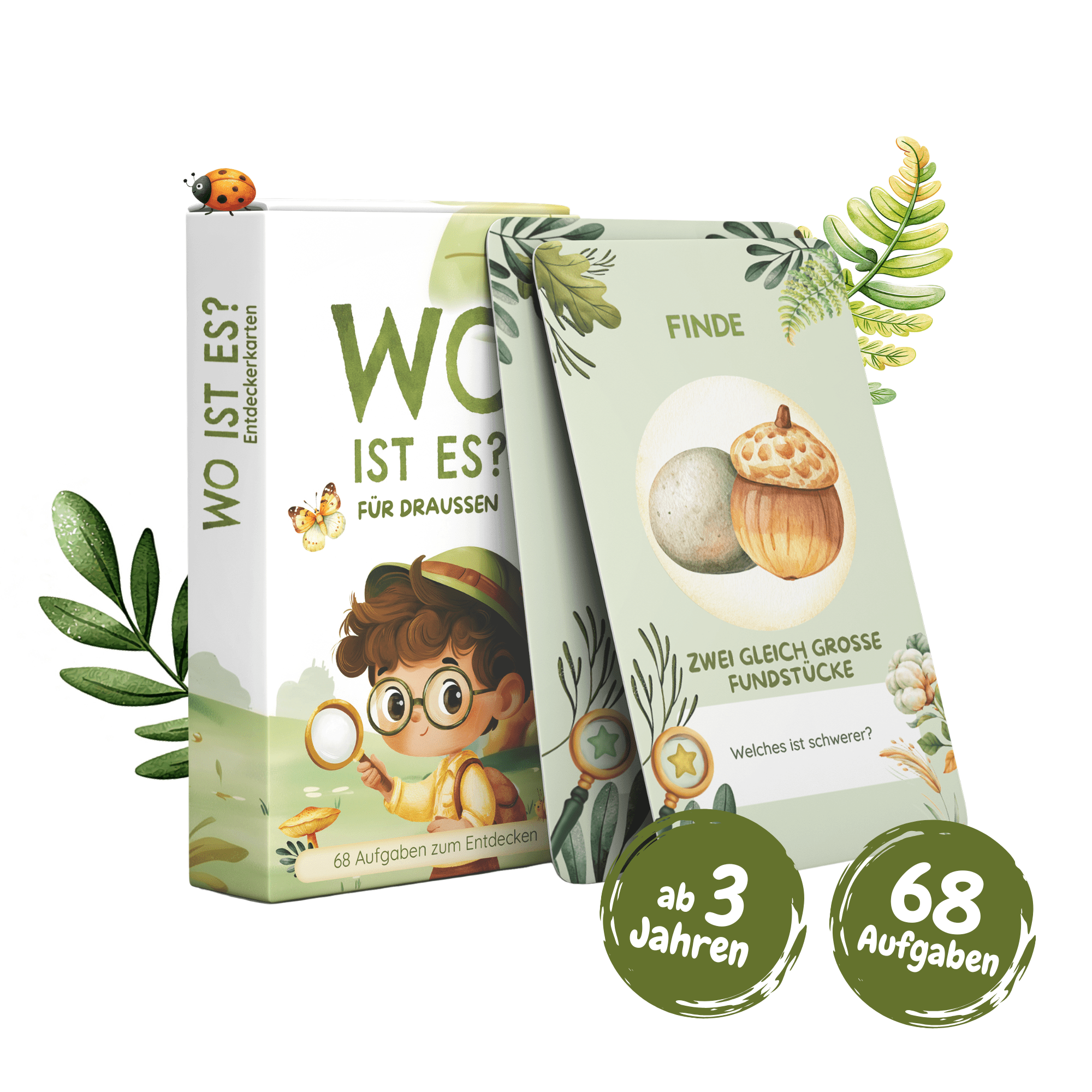 WO IST ES? – Entdeckerkarten für Kinder | Outdoor-Suchspiel mit 68 Aufgaben Jeka - malmichbunt.de