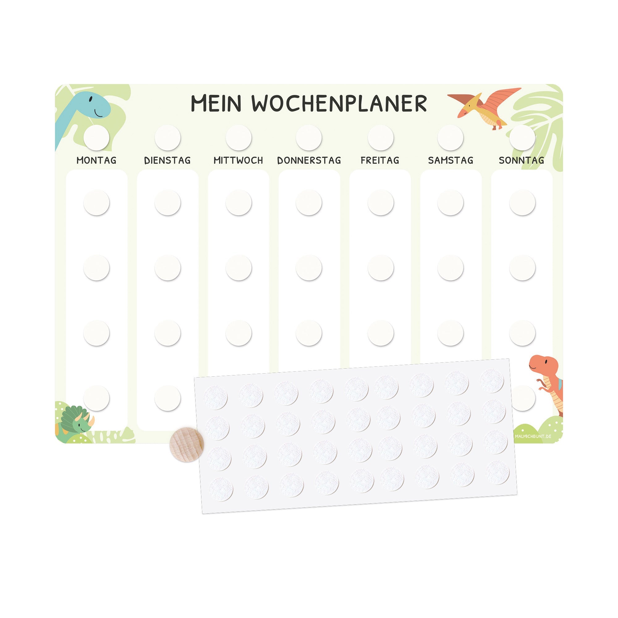 Wochenplaner Kinder Einzeln ohne Kärtchen - Motiv Dino Jeka - malmichbunt.de