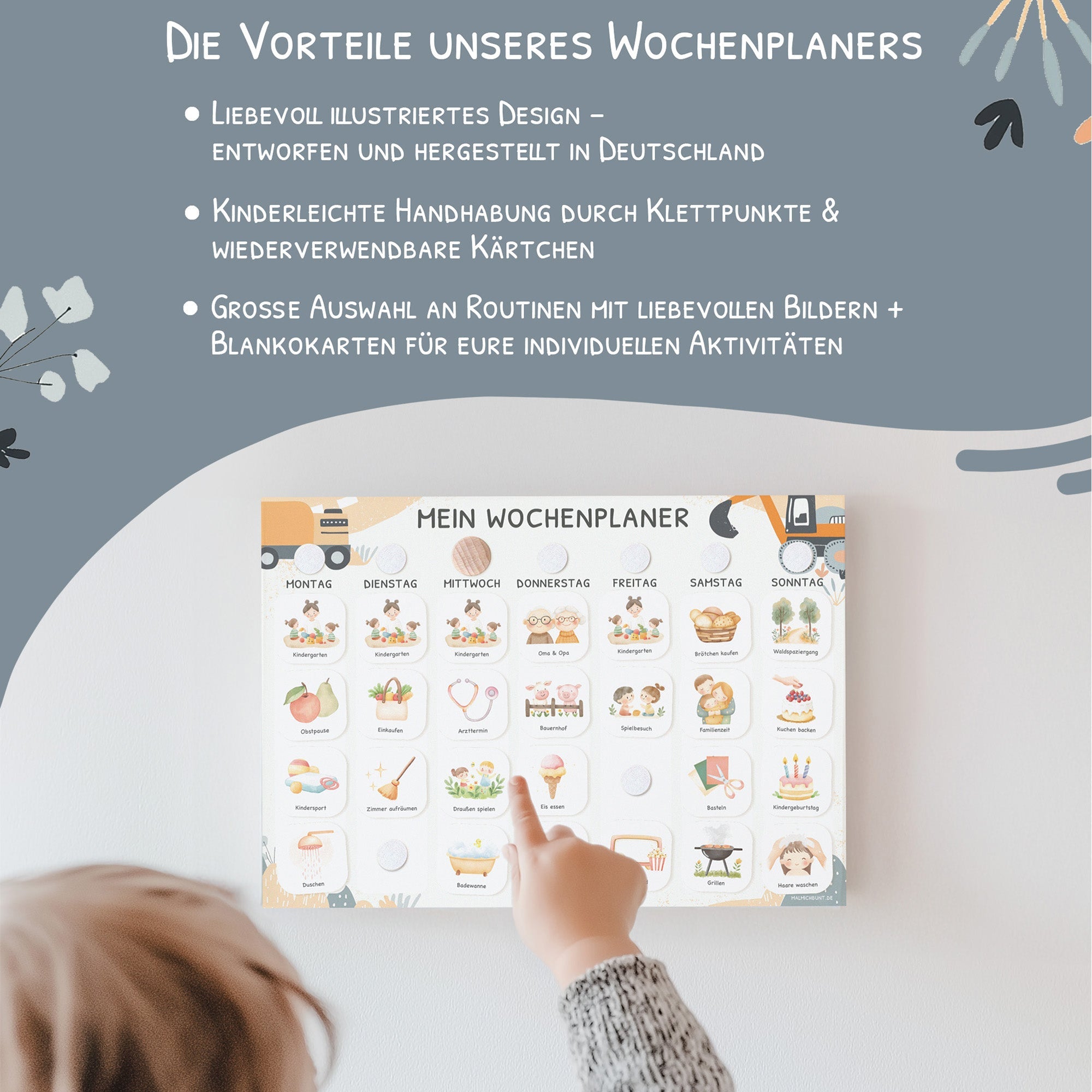 Wochenplaner Kinder - Motiv Bagger Jeka - malmichbunt.de