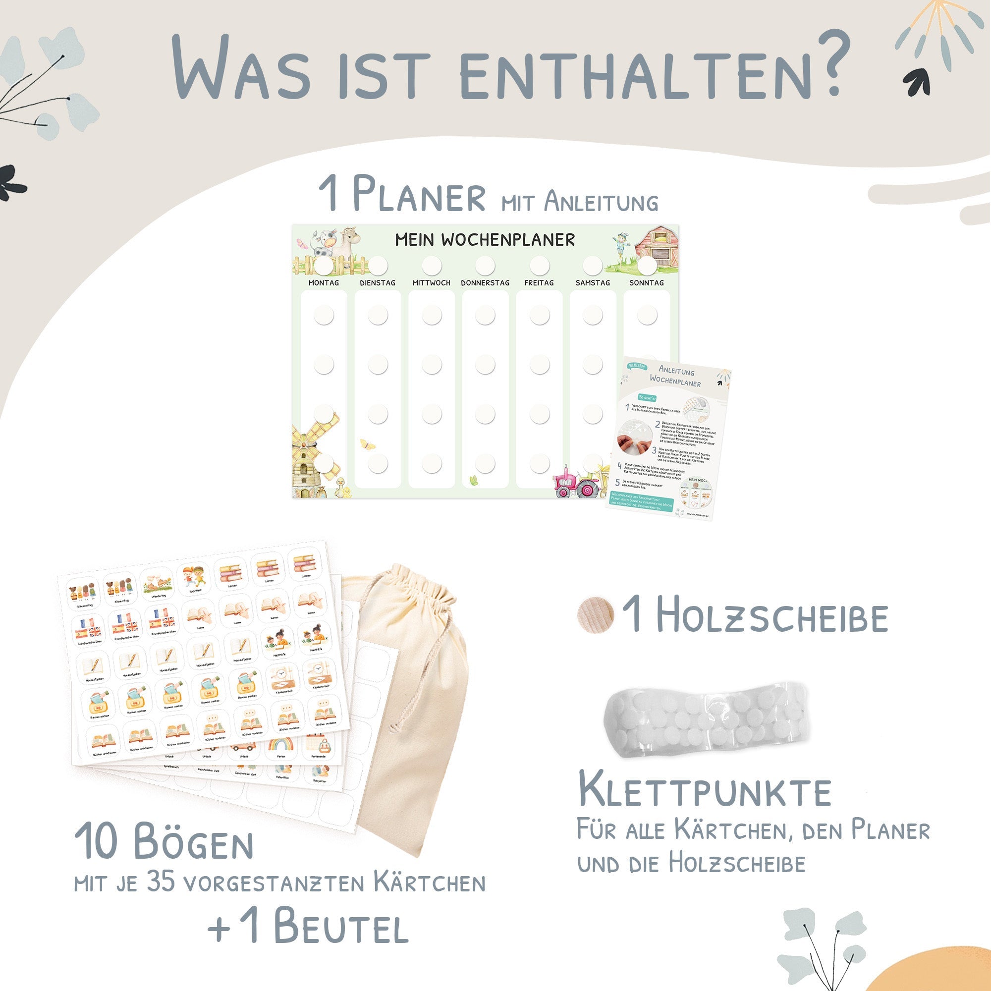 Wochenplaner Kinder - Motiv Bauernhof Jeka - malmichbunt.de