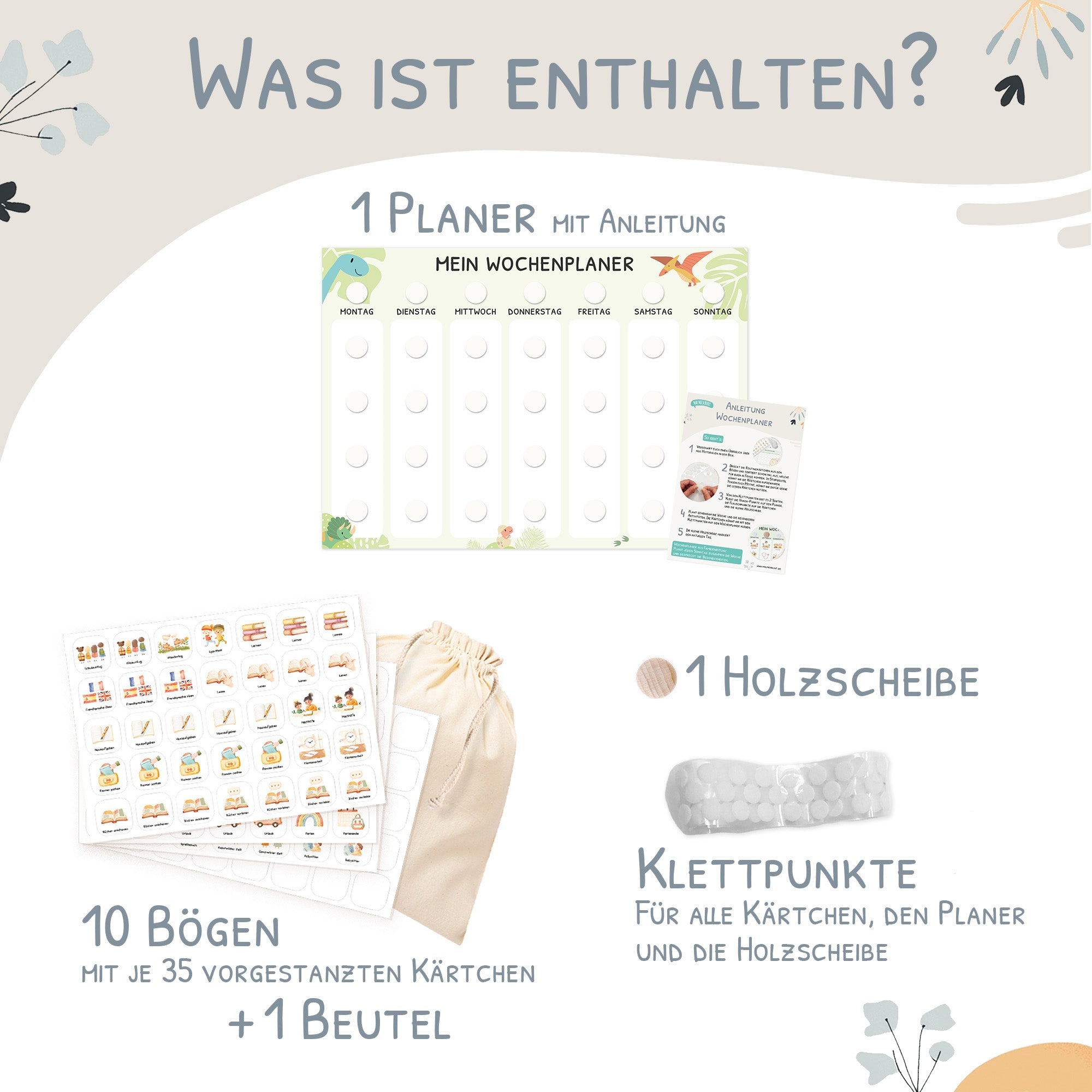 Wochenplaner Kinder - Motiv Dino Jeka - malmichbunt.de