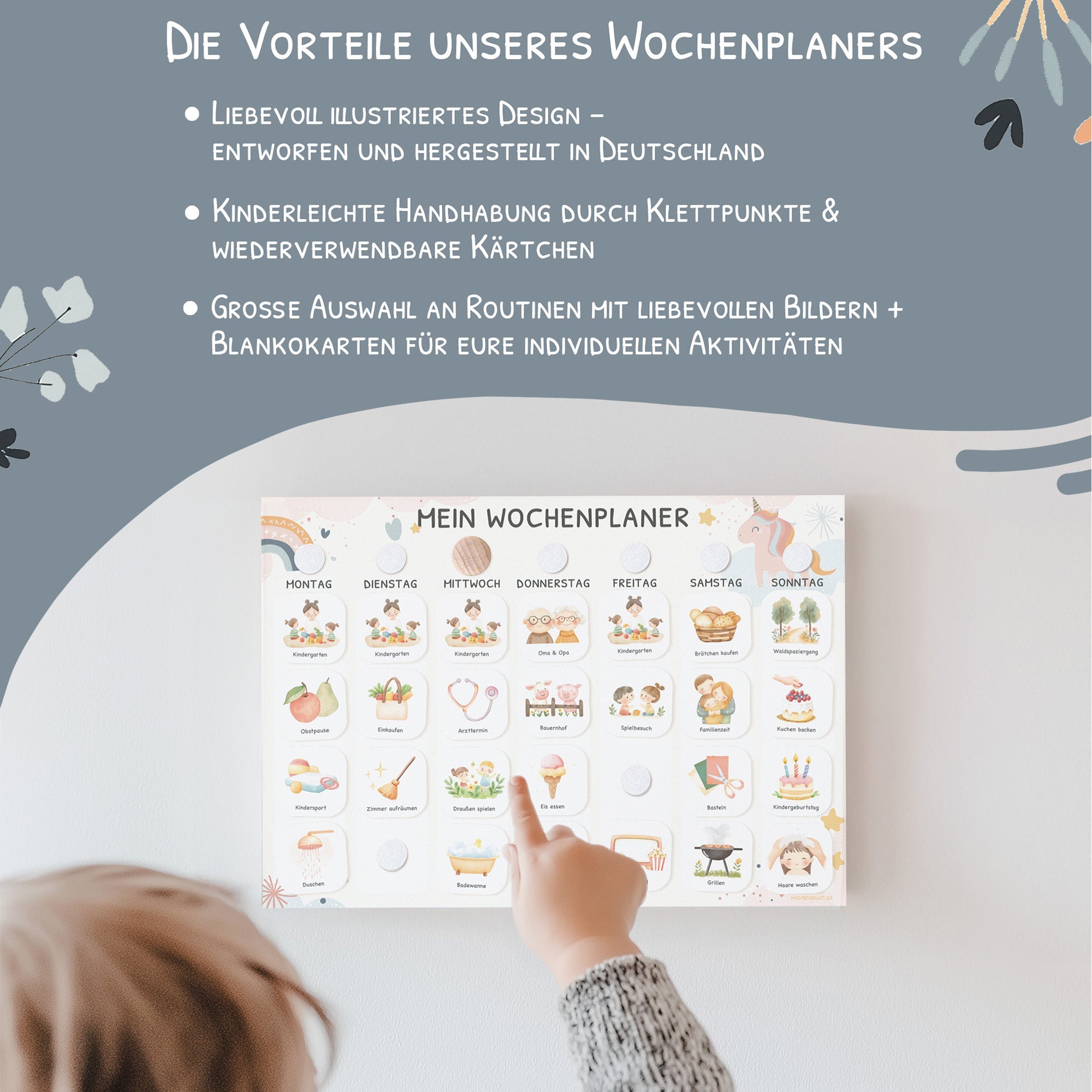 Wochenplaner Kinder - Motiv Einhorn Jeka - malmichbunt.de
