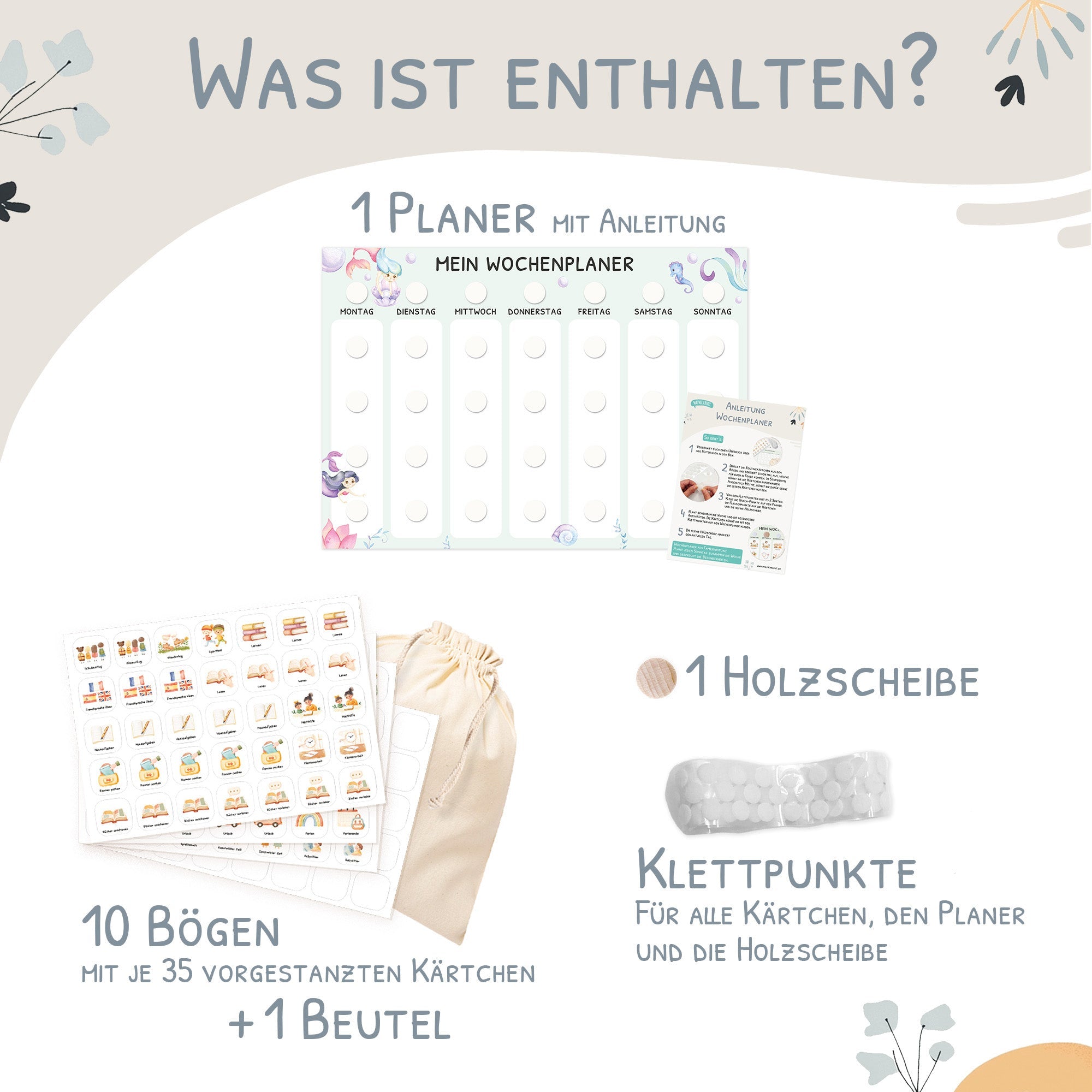 Wochenplaner Kinder - Motiv Meerjungfrau Jeka - malmichbunt.de