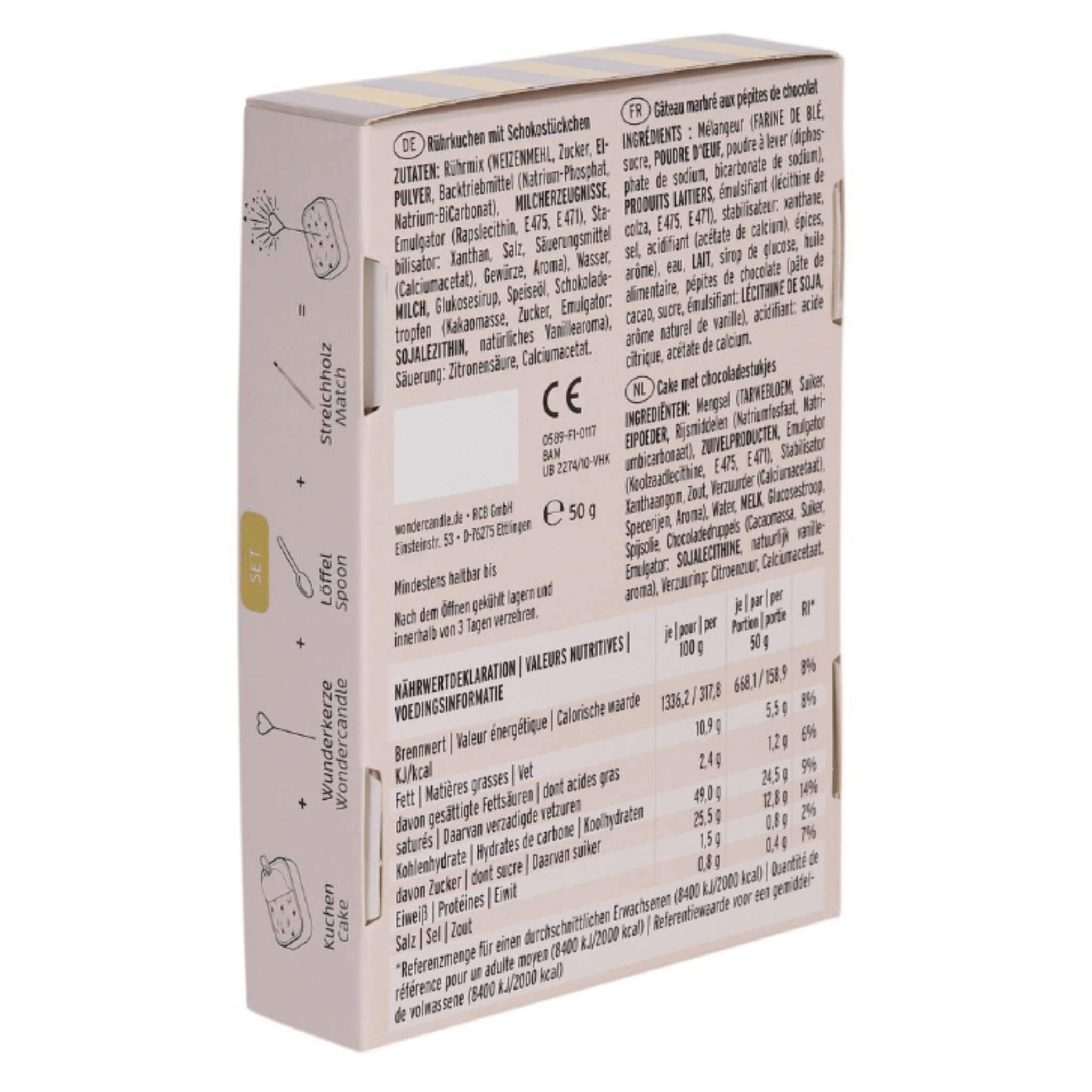 Wondercake Deluxe Happy Birthday, Weiß/Rosa/Gold Wondercandle - malmichbunt.de