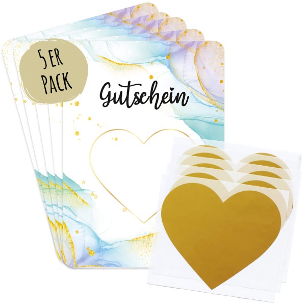 Rubbelkarten "Gutschein" - bunt (5er Set)