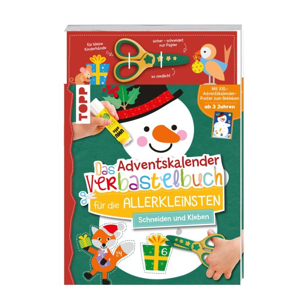 Adventskalender-Verbastelbuch für die Allerkleinsten: Schneemann mit Schere