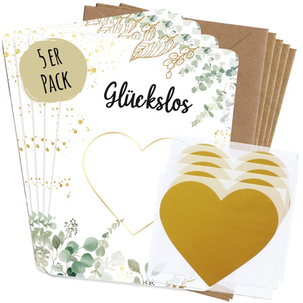 Rubbelkarten "Glückslos" - Euka (5er Set mit Umschlägen)