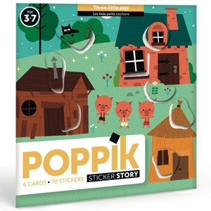 Poppik Stickerkarten - Motiv Drei kleine Schweinchen (3-7 Jahre)